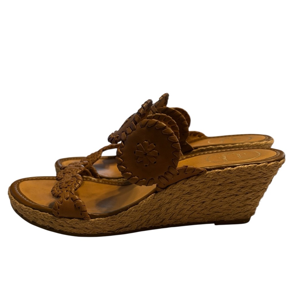 Jack Rogers Shelby Espadrille Wedge Slide Sandals Jute Leather Tan Brown Sz 8.5 - Picture 4 of 8